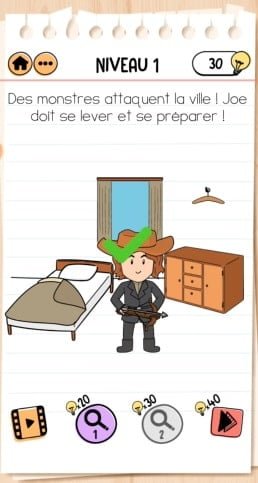 solution Brain Test 2 Joe le chasseur de monstres NIVEAU 1 