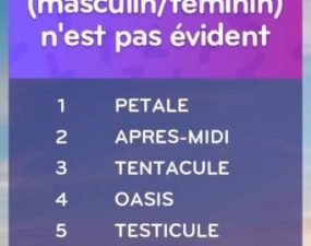 solution top 7 niveau 150 – mot dont le genre (Masculin/feminin) n’est pas évident ?