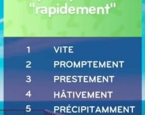 solution top 7 niveau 156 – synonyme de  » rapidement  » ?