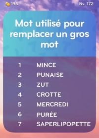 solution top 7 niveau 172