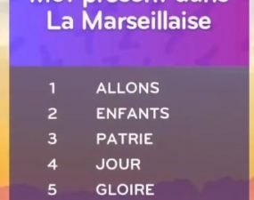 solution top 7 niveau 103 – mot présent dans la marseillaise ?