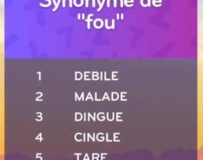 solution top 7 niveau 109 – synonyme de  » fou  » ?