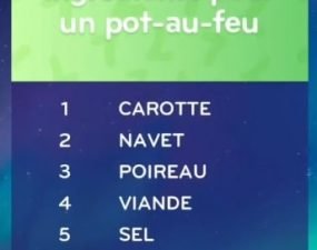 solution top 7 niveau 119 – ingrédients pour un pot-au-feu ?