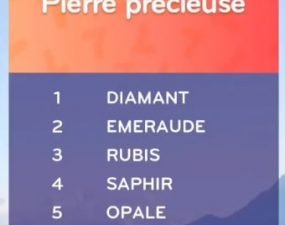 solution top 7 niveau 125 – pierre précieuse ?