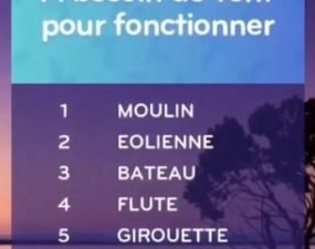 solution top 7 niveau 134 – a besoin de vent pour fonctionner ?