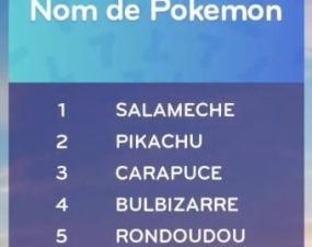 solution top 7 niveau 147 – nom de pokemon ?