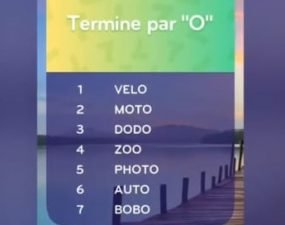 solution top 7 niveau 43 – termine par « O » ?