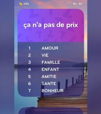 solution top 7 niveau 46 - ça n'a pas de prix ? - android & iphone