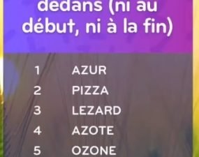 solution top 7 niveau 91 – MOT AVEC UN « Z » dedans ( ni au début, ni a la fin ) ?