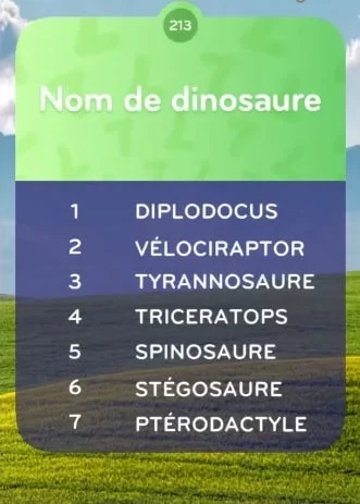 solution top 7 Niveau 213 - Nom de Dinosaure
