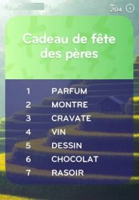 top 7 niveau 204 Cadeau de Fête des Pères ?
