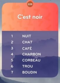 solution top 7 niveau 228 - C’EST NOIR ?